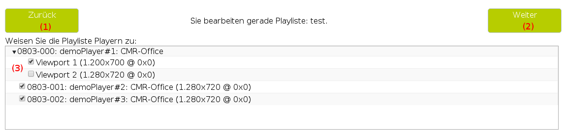 Playliste einem Player zuordnen
