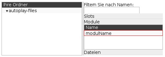 Nun werden die einsatzbereiten Module dargestellt
